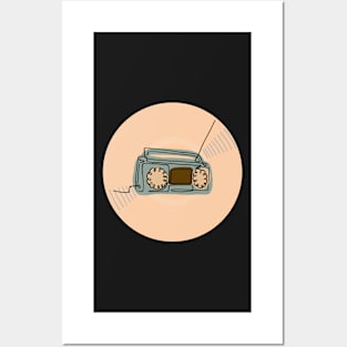 Vinyl - Radio minimalist line art Posters and Art